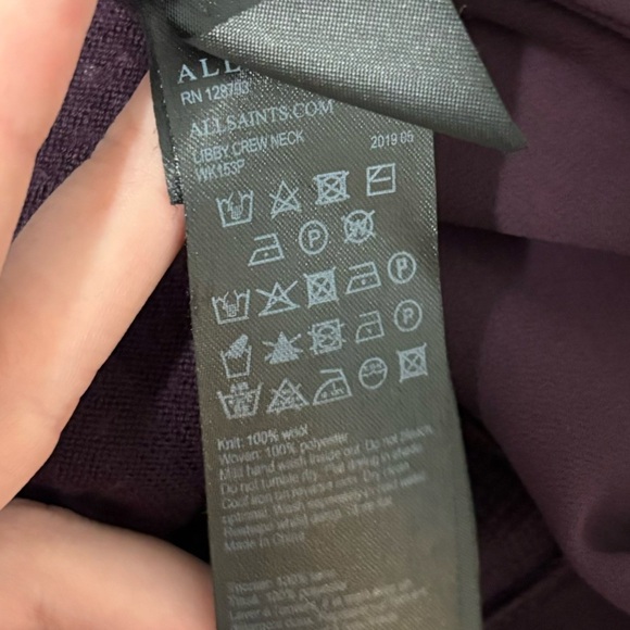 Allsaints Libby Crew Neck Purple Merino Wool Sweater Size Small Classic Fall - Picture 7 of 7